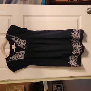 Navy blue with white design women's top